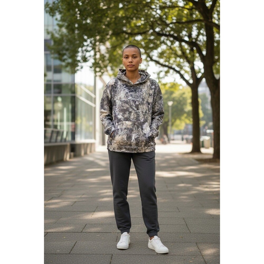 Y2K Camo Leopard Hoodie Womens Small Oversized Zip Up Streetwear Jacket